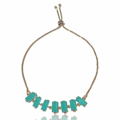 Pulseira Riviera com Zircônia Verde Água Banhada a Ouro 18K