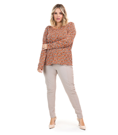 Calça Legging Sintetico Rajado Suede Plus Size - comprar online