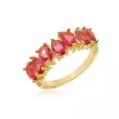 Anel Feminino com Zirconias Banhado Ouro 18K