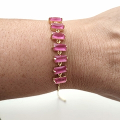 Pulseira Riviera com Zircônia Rosa Banhada a Ouro 18K - comprar online