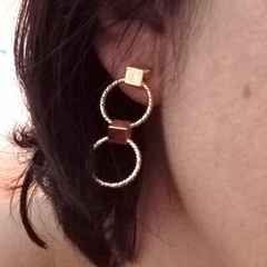 Conjunto Colar e Brinco Argolinhas e Mini Quadrados - comprar online