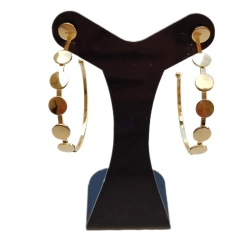 Brinco Argola Grande com Chapinhas Banhado Ourro