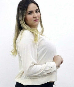 Blusa Plus Size Social Botões Encapados e Amarração - comprar online