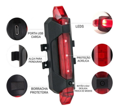 Kit Farol Bicicleta Frontal + Pisca Traseiro Led Usb Recarregável na internet