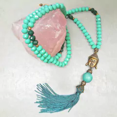Japamala Pulseira em Cristal Verde Buda 108 Contas