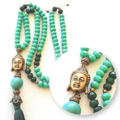 Japamala Pulseira em Cristal Verde Buda 108 Contas - comprar online