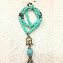 Japamala Pulseira em Cristal Verde Buda 108 Contas - Encanto das Contas | Acessórios para sua conexão espiritual