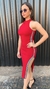vestido canelado midi