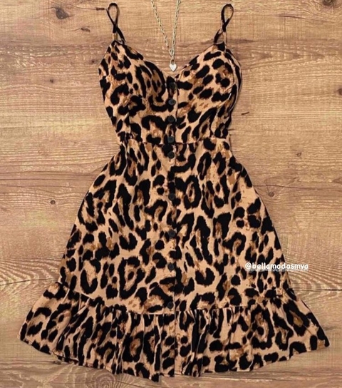vestido curto animal print