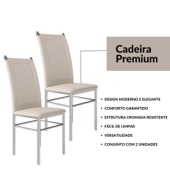 Conjunto 2 Cadeiras Tókio Cromado/Off White - comprar online