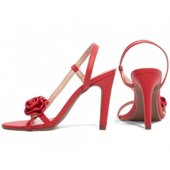 Sandália Feminina Napa Vermelho - Salto Fino 9,5 cm - Antiderrapante - Calcadospravc | Loja de Calçados