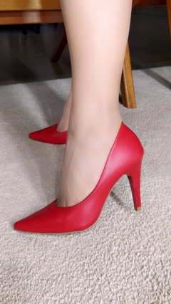 Scarpin Salto 10cm Fino Cone - Lindo Fechado Atrás - Vermelho - comprar online