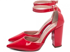 Scarpin Aberto com Fivela Salto 9cm| Luxo e Glamour em Vermelho na internet