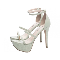 Sandália Meia Pata Feminina - Napa e Croco Verde com Salto de 13cm - loja online