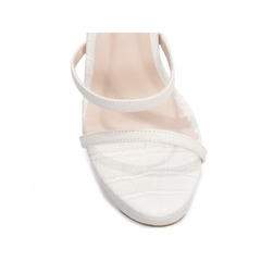 Sandália Meia Pata Feminina Salto 13cm em Croco Off White