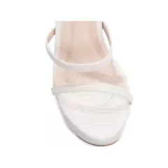 Sandália Meia Pata Feminina Salto 13cm em Croco Off White