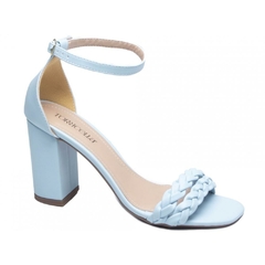 Sandália Feminina Tiras Trançadas - Salto 8,5cm Grosso - Azul na internet