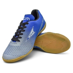 Chuteira EGM Masculina Bravo Indor ( Salao ) Azul e Branca - Calcadospravc | Loja de Calçados
