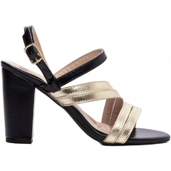 Sandália Salto 8,5cm - Elegância Noturna em Preto & Dourado - comprar online