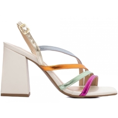 Sandália Metalizada Multicolorida - Estilo e Conforto com Salto Grosso de 9cm - comprar online