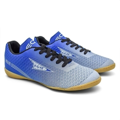 Chuteira EGM Masculina Bravo Indor ( Salao ) Azul e Branca