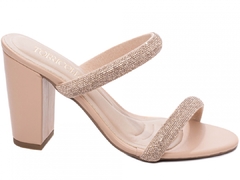 Tamanco Salto Grosso 7,5 cm - Luxo Exuberante com Strass - Rose - Calcadospravc | Loja de Calçados