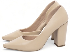 Scarpin Aberto do Lado Salto 8,5cm - Glamour Inovador em Bege na internet