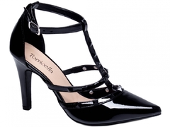Scarpin Luxo e Glamour Salto 9cm Fino em Cone Verniz Preto