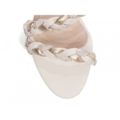 Sandália Tamanco Off White com Strass - Salto 4,5 cm - Antiderrapante