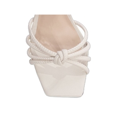 Sandália Off White Confortável - Salto 9 cm - Antiderrapante