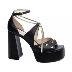 Sandália Feminina Salto Robusto de 12cm Meia Pata 3,5cm - Preto - Calcadospravc | Loja de Calçados