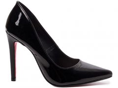 Sapato Scarpin Salto 12 - Fino em Cone Verniz Preto