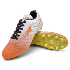 Chuteira EGM Masculina Bravo Trava Fixa ( Campo ) Branca e Laranja - comprar online