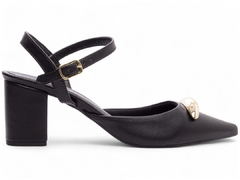 Scarpin Preto - 6 cm - Enfeite Dourado - loja online