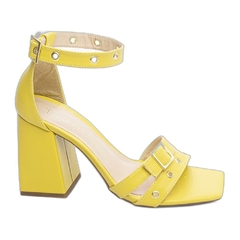 Sandália Feminina Amarela - 9 cm - Ilhós Dourado na internet
