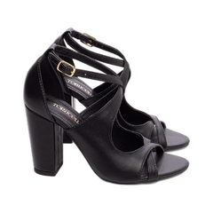 Sandália Feminina Preta - 8,5 cm - Fivela Dourada na internet
