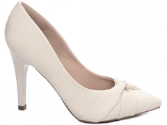 Sapato Scarpin Bico Fino - Tiras em Nó - Salto 10cm - Confort - Off White