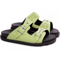 Sandália Verão Glamour - Verde com Fivelas Prateadas - loja online