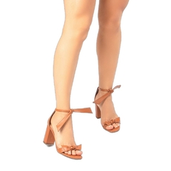 Sandália Feminina de Amarrar - Salto 8,5 cm - Caramelo