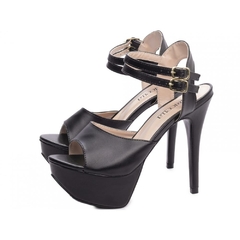 Sandália Meia Pata Feminina - Napa Preta - Salto 13 cm - loja online