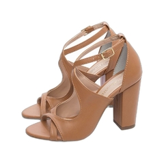 Sandália Feminina Caramelo - 8,5 cm - Fivela Dourada - loja online