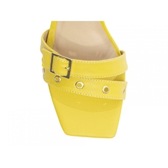 Sandália Feminina Amarela - 9 cm - Ilhós Dourado