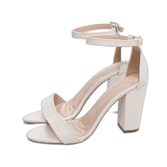 Sandália Off White Confortável - Salto 9 cm - Antiderrapante - Calcadospravc | Loja de Calçados