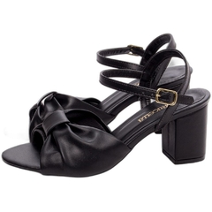 Sandália Feminina Preta - 6 cm - Fivela Dourada - loja online