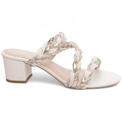 Sandália Tamanco Off White com Strass - Salto 4,5 cm - Antiderrapante na internet