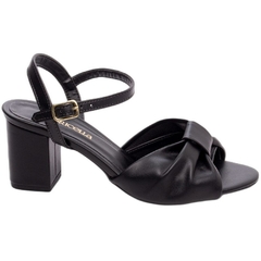 Sandália Feminina Preta - 6 cm - Fivela Dourada na internet