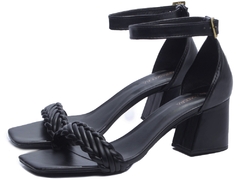 Sandália Napa Preto Salto Bloco Grosso Baixo 7 cm - Coleção Finest 2025 - Antiderrapante - loja online