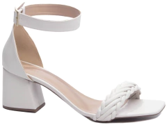 Sandália Napa Off White Salto Bloco Grosso Baixo 7 cm - Coleção Finest 2025 - Antiderrapante na internet