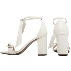 Sandália Feminina de Amarrar - Salto 8,5 cm - Off White - Calcadospravc | Loja de Calçados