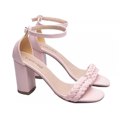 Imagem do Sandália Feminina Tiras Trançadas - Salto 8,5cm Grosso - Rosa